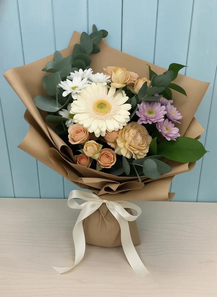 Букет цветов из: Герберы и Хризантемы в Медвежьи Озера