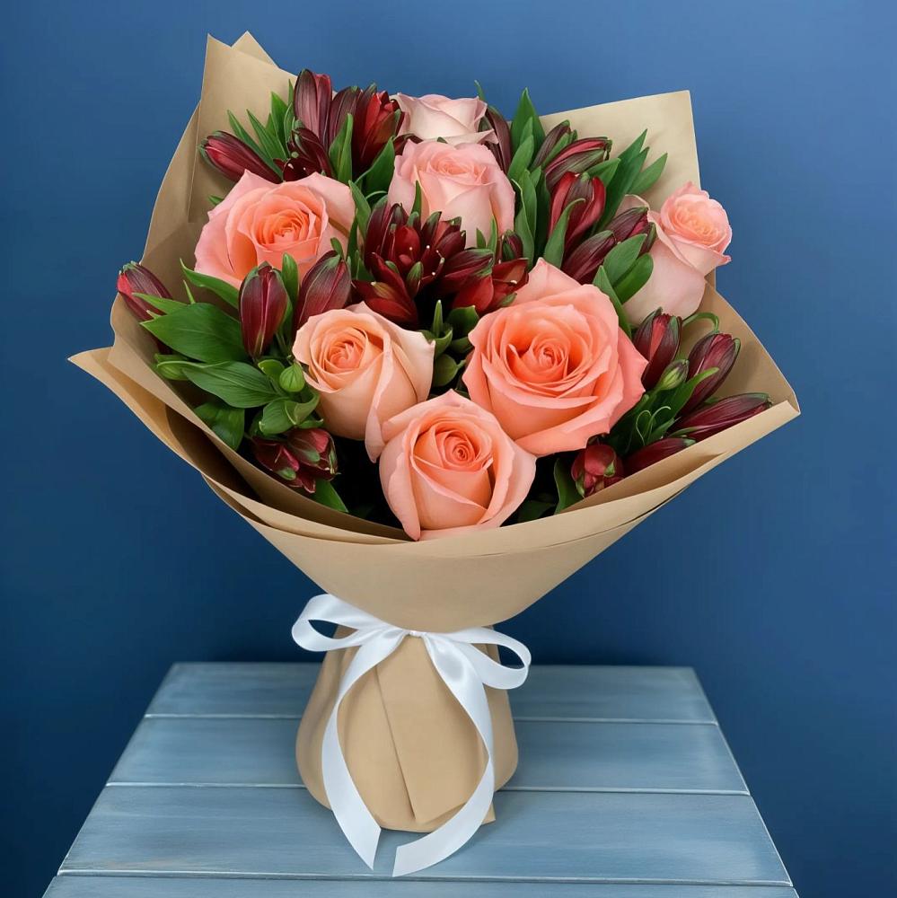 Букет цветов из: Розы и Альстромерии в Медвежьи Озера