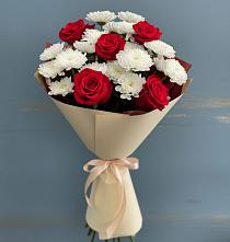 Букет цветов из:  Розы и Хризантемы в Медвежьи Озера