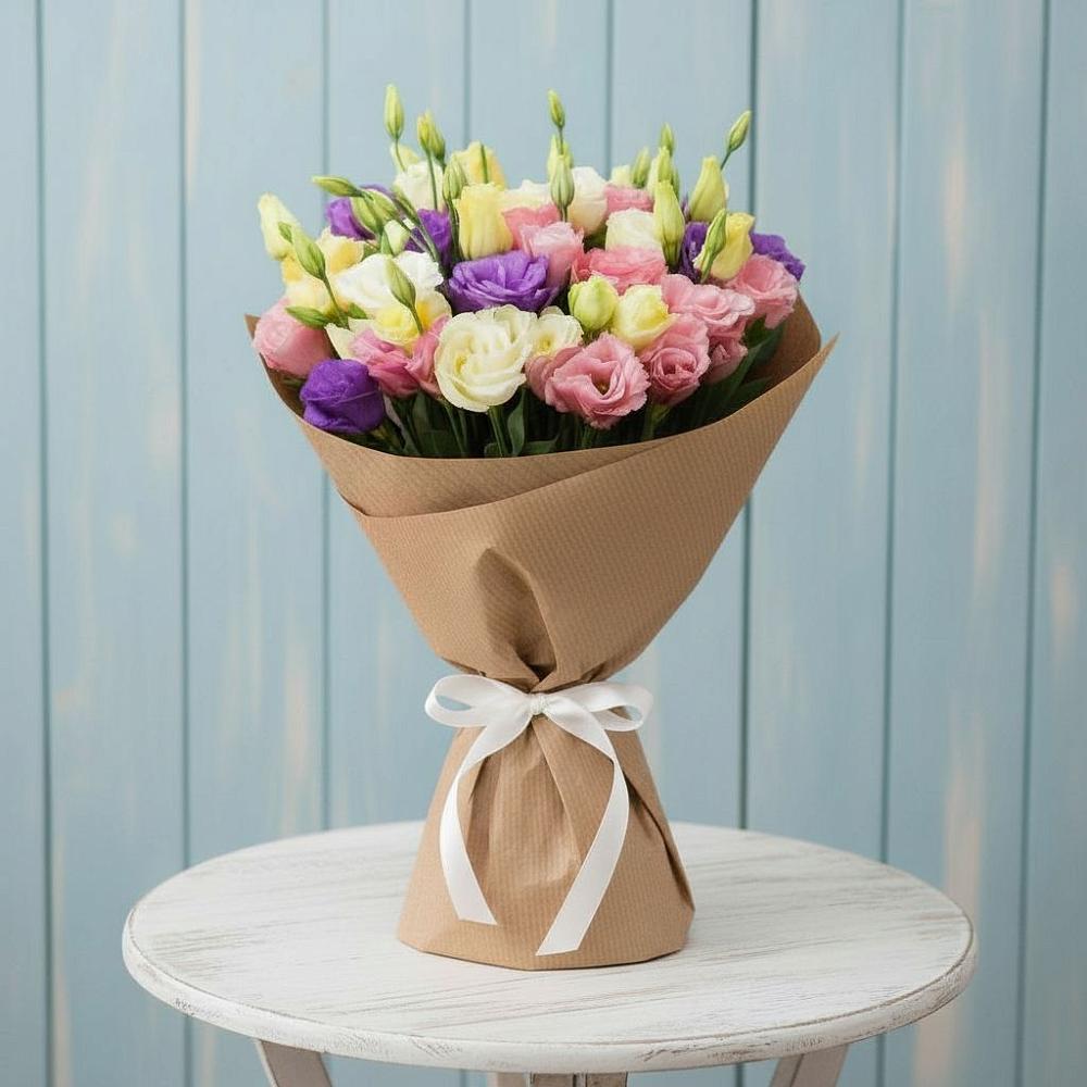 Букет цветов из: Лизиантусы в Медвежьи Озера