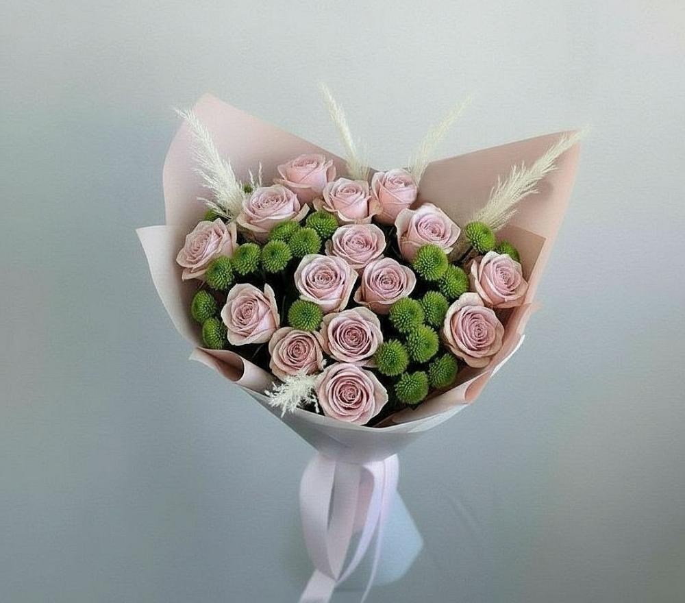 Букет цветов из: Розы и Хризантемы в Медвежьи Озера