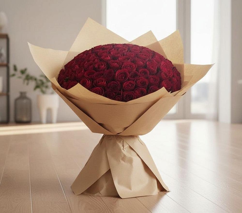 Букет 101 Красная роза в Медвежьи Озера