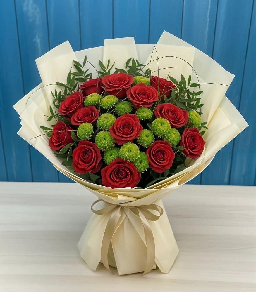 Букет цветов из: Розы и Хризантемы в Медвежьи Озера