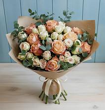 Букет цветов из:  Альстромерии и Розы в Медвежьи Озера