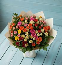 Букет Микс из разноцветных кустовых роз #REPLACE_PRED# Медвежьи Озера